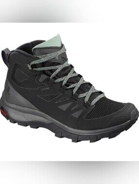 Women's SALOMON OUTline Mid GTX Trail Hiking Boots / Trail Shoes - Black Gray 7